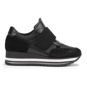 Damskie sneakersy zamszowe na rzep na platformie czarne Wittchen