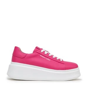 Damskie sneakersy ze skóry na grubej podeszwie klasyczne różowe Wittchen