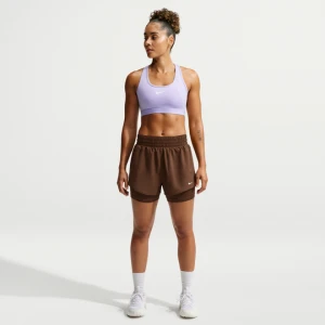 Damskie spodenki 2 w 1 z wysokim stanem Dri-FIT Nike One 7, 5 cm - Brązowy