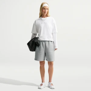 Damskie spodenki o kroju oversize z wysokim stanem Nike Studio Fleece Medium Weight - Szary