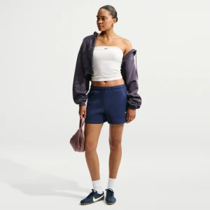 Damskie spodenki ze średnim stanem Nike Studio Fleece Medium Weight - Niebieski