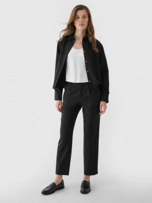 Damskie spodnie casual tkaninowe Outhorn OTHWAW24TTROF1225 - czarne