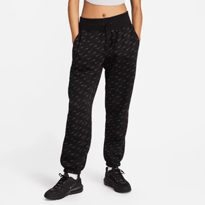 Damskie spodnie dresowe o kroju oversize z nadrukiem Nike Sportswear Phoenix Fleece - Czerń