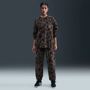 Damskie spodnie dresowe o kroju oversize z wysokim stanem i nadrukiem Nike Phoenix Fleece - Czerń