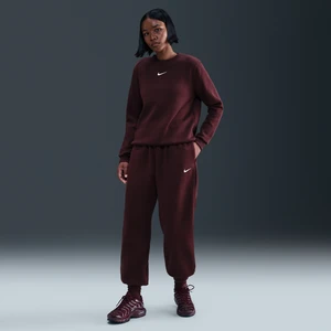 Damskie spodnie dresowe o kroju oversize z wysokim stanem Nike Phoenix Fleece - Czerwony