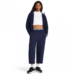 Damskie spodnie dresowe Under Armour Unstoppable Txt Wide Leg Crop - granatowe