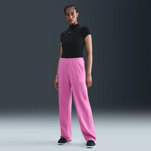 Damskie spodnie dresowe z dzianiny ze średnim stanem i luźnymi nogawkami Nike Sportswear Chill Terry - Różowy