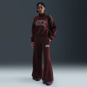 Damskie spodnie dresowe z szerokimi nogawkami Nike Phoenix Fleece - Czerwony