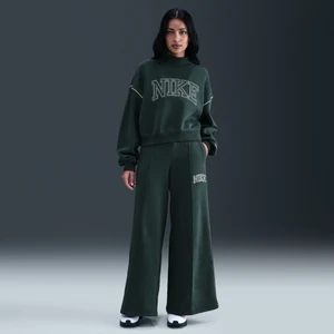 Damskie spodnie dresowe z szerokimi nogawkami Nike Phoenix Fleece - Zieleń