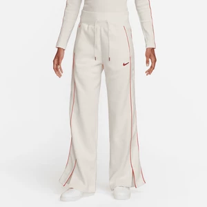 Damskie spodnie dresowe z wysokim stanem i luźnymi nogawkami Nike Sportswear Phoenix Fleece - Biel