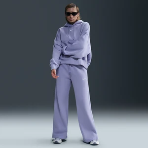 Damskie spodnie dresowe z wysokim stanem i szerokimi nogawkami Nike Sportswear Phoenix Fleece - Fiolet
