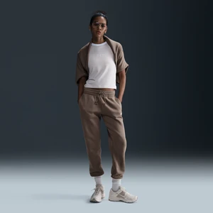Damskie spodnie dresowe ze średnim stanem Nike Phoenix Fleece - Brązowy
