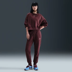 Damskie spodnie dresowe ze średnim stanem Nike Phoenix Fleece - Czerwony