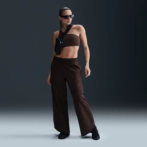 Damskie spodnie dresowe ze średnim stanem z diagonalu Nike Collection - Brązowy