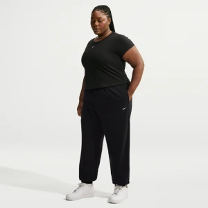 Damskie spodnie o kroju oversize z wysokim stanem i ściągaczami Nike Studio Fleece Medium Weight - Czerń
