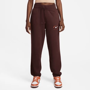 Damskie spodnie o kroju oversize z wysokim stanem Nike Sportswear Phoenix Fleece - Brązowy