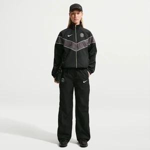 Damskie spodnie piłkarskie z tkaniny z wysokim stanem Nike Paris Saint-Germain Windrunner - Czerń