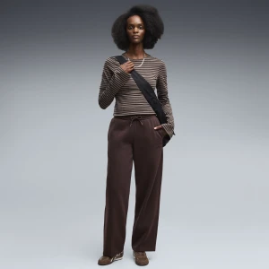 Damskie spodnie PUMA Class Straight Leg Fleece, OdzieÅ¼, BrÄ…zowy Chocolate Fondue