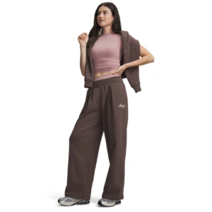 Damskie spodnie Under Armour RIVAL PLEATED VARSITY PANT - brązowe