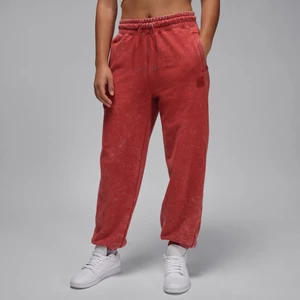 Damskie spodnie z dzianiny z efektem sprania Jordan Flight Fleece - Czerwony