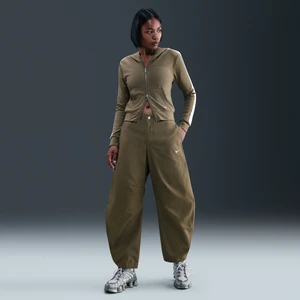 Damskie spodnie z szerokimi nogawkami Nike - Zieleń