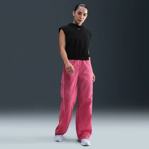 Damskie spodnie z tkaniny z wysokim stanem i luźnymi nogawkami Nike Windrunner - Fiolet