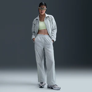 Damskie spodnie z tkaniny z wysokim stanem i luźnymi nogawkami Nike Windrunner - Szary