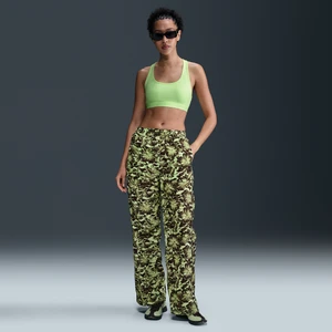 Damskie spodnie z tkaniny ze średnim stanem i nadrukiem oraz ochroną przed promieniowaniem UV Nike Windrunner - Żółty