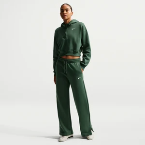 Damskie spodnie z wysokim stanem i szerokimi nogawkami Nike Phoenix Fleece - Zieleń