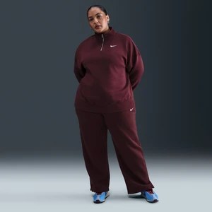Damskie spodnie z wysokim stanem Nike Phoenix Fleece (duże rozmiary) - Czerwony