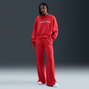 Damskie spodnie z wysokim stanem Nike Phoenix Fleece Show - Czerwony