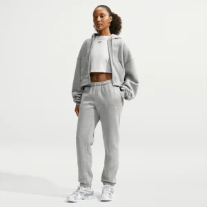 Damskie spodnie ze średnim stanem i mankietami Nike Studio Fleece Medium Weight - Szary