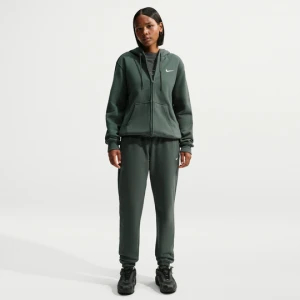Damskie spodnie ze średnim stanem i mankietami Nike Studio Fleece Medium Weight - Zieleń