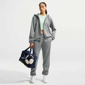 Damskie spodnie ze średnim stanem Therma-FIT Nike Studio Fleece Sport - Szary