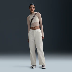 Damskie spodnie ze średnim stanem z diagonalu Nike Collection - Biel