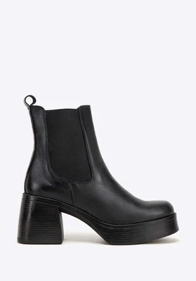 Damskie sztyblety skórzane na słupku czarne Wittchen