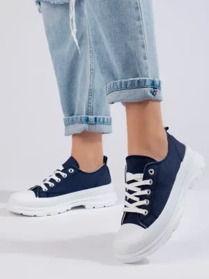 Damskie trampki na platformie jeansowe Shelvt