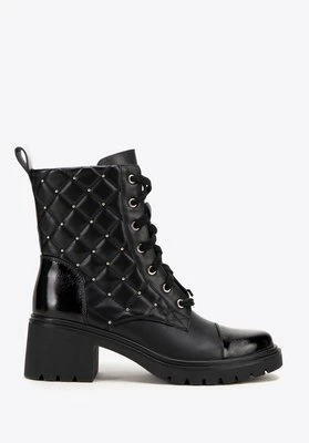 Damskie trapery skórzane z pikowaną cholewką czarne Wittchen