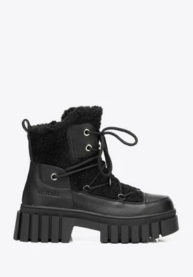 Damskie trapery z futerkiem czarne Wittchen