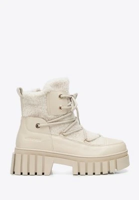 Damskie trapery z futerkiem kremowe Wittchen