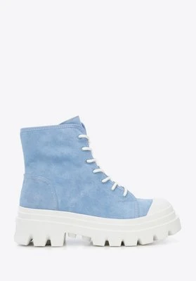 Damskie trapery z nubuku niebieskie Wittchen