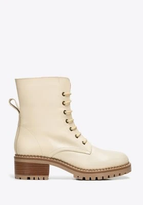 Damskie trapery ze skóry naturalnej klasyczne kremowe Wittchen