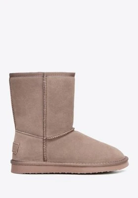 Damskie zamszowe botki z wełnianą wyściółką ciemny róż Wittchen