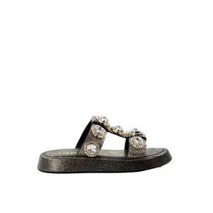 Damskie złote klapki z ozdobnymi kamieniami GOE TT2N4247