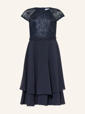 Danamade Sukienka Koktajlowa Z Mieszanki Materiałów, Z Cekinami I Ozdobnymi Perełkami blau