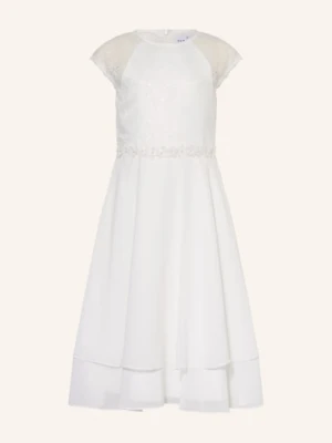 Danamade Sukienka Koktajlowa Z Mieszanki Materiałów, Z Cekinami I Ozdobnymi Perełkami weiss