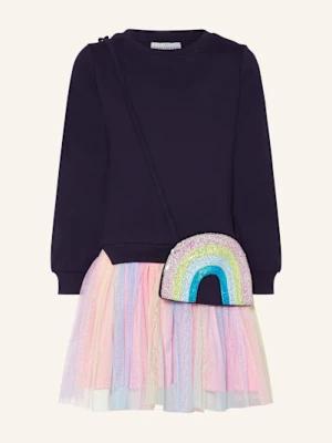 Danamade Sukienka Z Mieszanki Materiałów blau