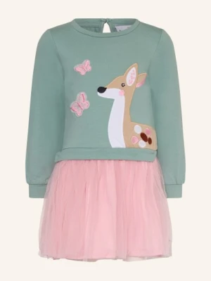 Danamade Sukienka Z Mieszanki Materiałów Z Cekinami gruen