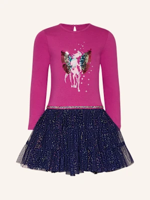 Danamade Sukienka Z Mieszanki Materiałów Z Cekinami pink