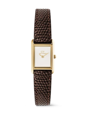 Daniel Wellington DW Watch Bound Mini Dark Brown Lizard Gold